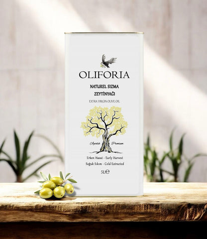 Oliforia Erken Hasat Soğuk Sıkım Filtresiz Naturel Sızma Zeytinyağı 5 Litre Teneke